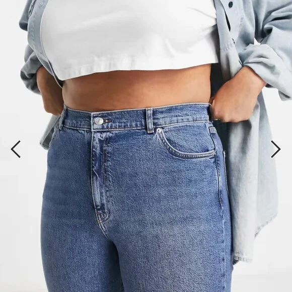 ASOS Curve High Rise Jeans Mid Wash - Picture 4 of 6